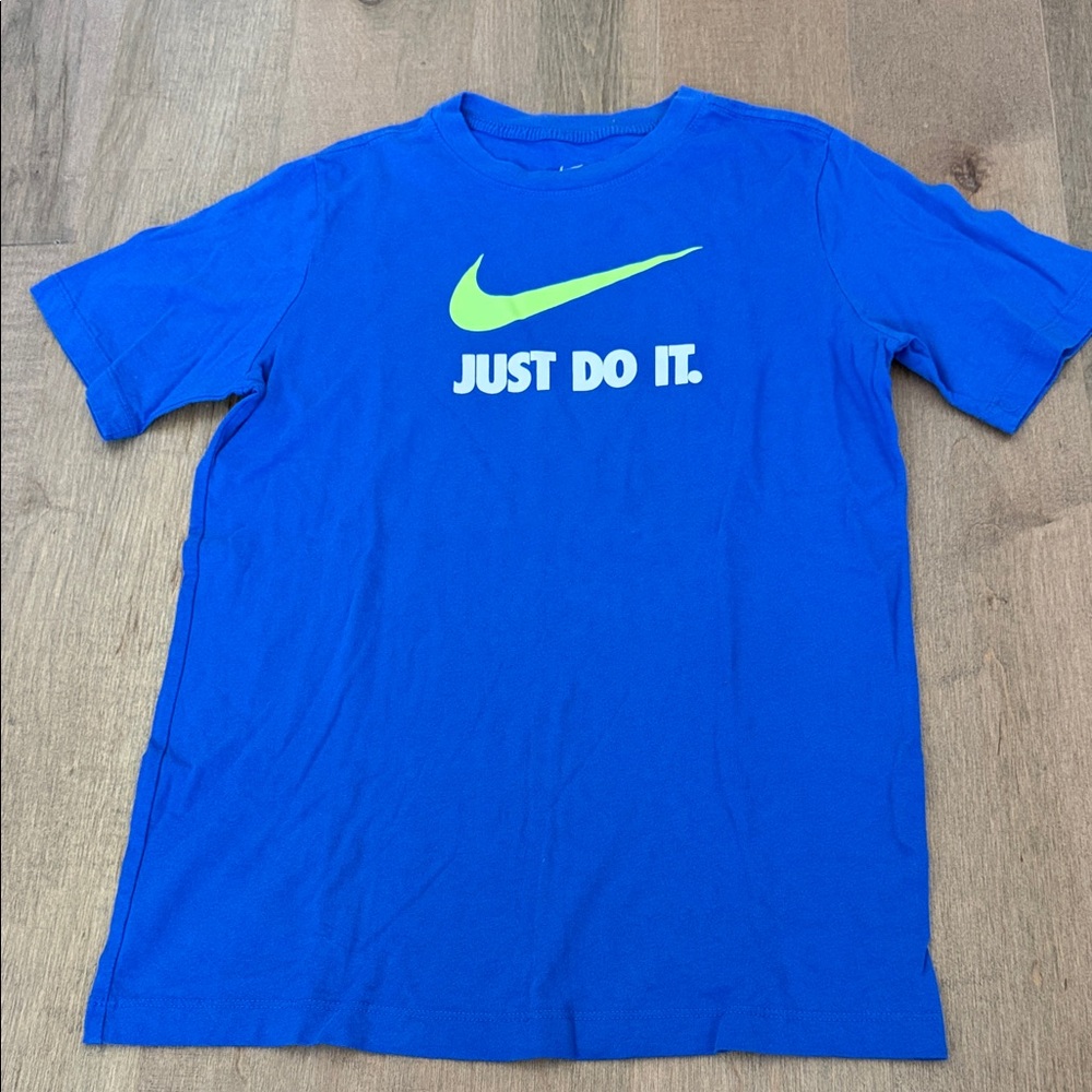 Nike Kids Royal Blue Tee with Neon Swoosh